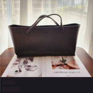 Elegant Black Leather Tote Bag- Idaho inspired by r*w